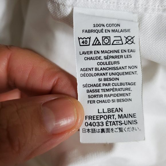 L.L. Bean Slightly Fitted White Long Sleeve Button Down Shirt Size 16-36 - Picture 7 of 8